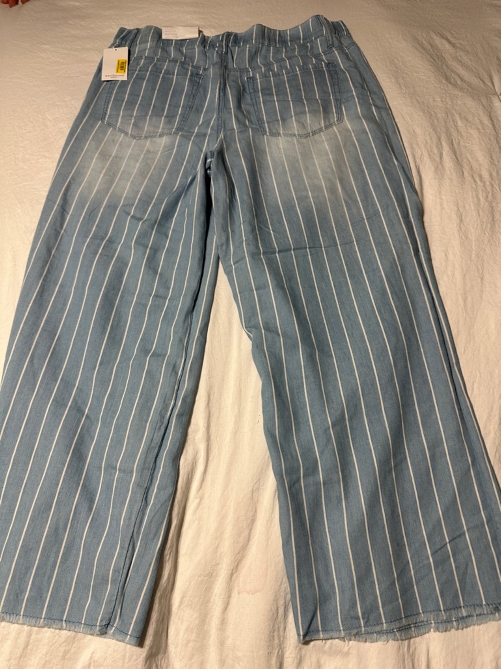 Westbound Light Blue Pinstriped Wide-Leg Jeans